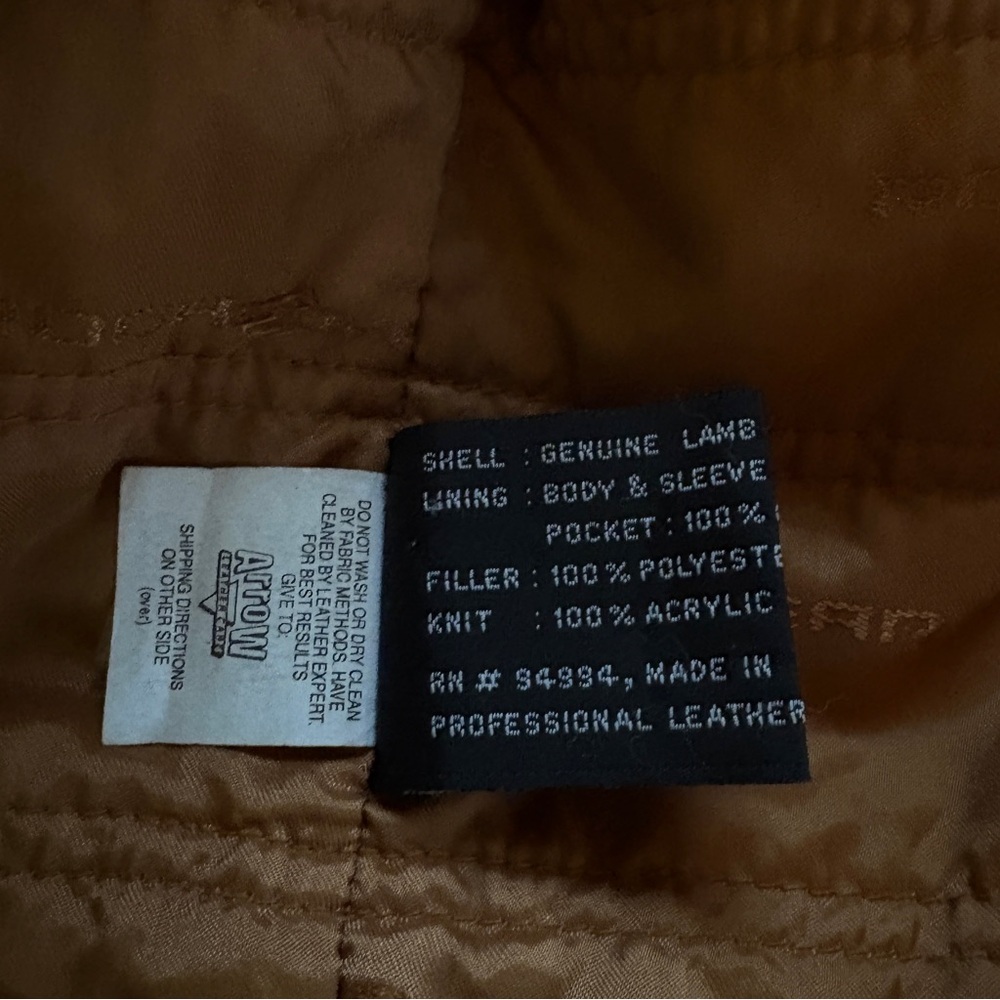 Men’s pre-owned Vintage Tan Rocawear Lamb’s Leather Bomber Coat - Picture 6 of 16